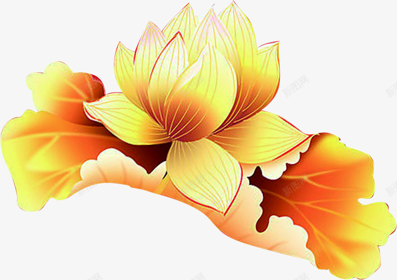 卡通金色莲花png免抠素材_88icon https://88icon.com 卡通 莲花 金色