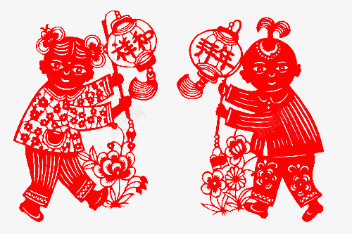 剪纸拜年png免抠素材_88icon https://88icon.com 剪纸 拜年