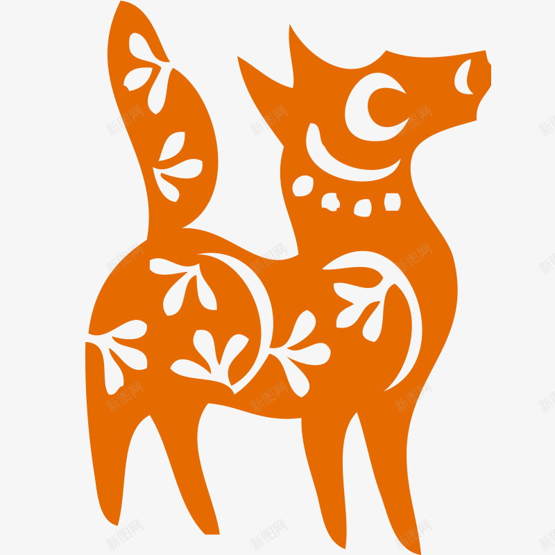 卡通手绘小狗剪纸画png免抠素材_88icon https://88icon.com 创意 剪纸画 动漫动画 卡通手绘 小狗 艺术 黄色