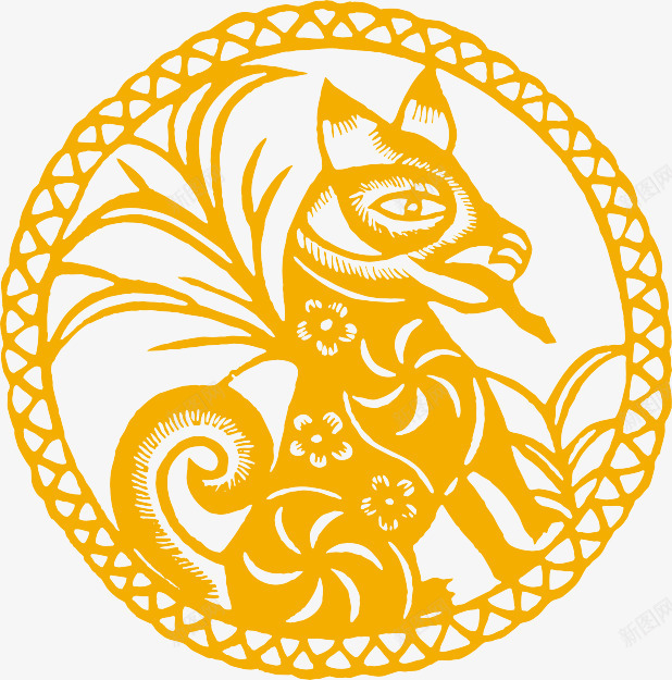 圆形剪纸狗png免抠素材_88icon https://88icon.com 中国风 剪纸 国风 圆形剪纸 狗