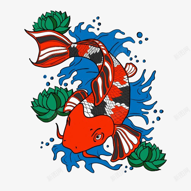 红鲤鱼png免抠素材_88icon https://88icon.com 水 红绿蓝 红鲤 莲花