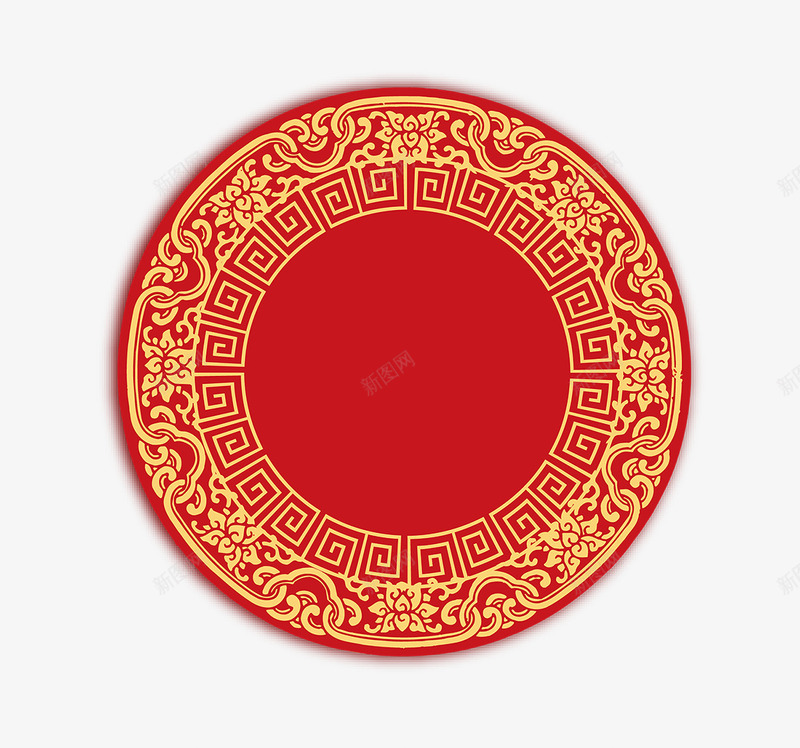 红色圆形剪纸png免抠素材_88icon https://88icon.com 剪纸 圆形 红色 金黄色花纹