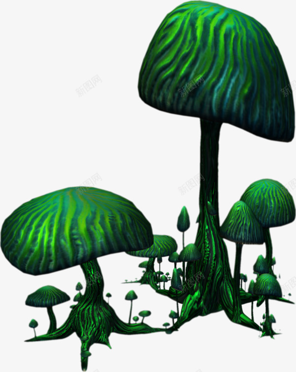 绿蘑菇森林png免抠素材_88icon https://88icon.com 森林 环保 绿色 蘑菇