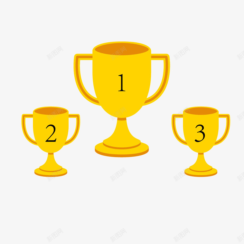 金黄色奖杯矢量图ai免抠素材_88icon https://88icon.com 奖品 奖杯 排名 金黄色 矢量图