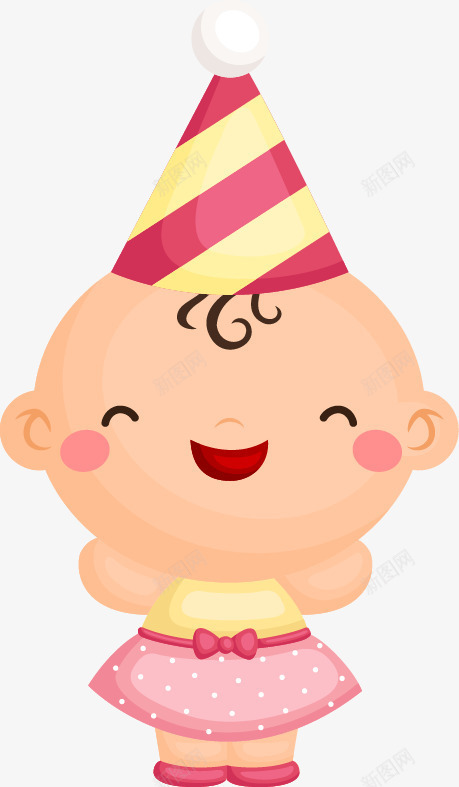 生日帽女孩png免抠素材_88icon https://88icon.com 女孩 婴孩 生日帽