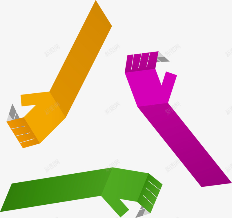 ppt三只手png免抠素材_88icon https://88icon.com PPT 手指 紫色 绿色