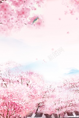 三月樱花季海报背景