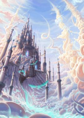 动漫城堡螺旋云海报背景背景