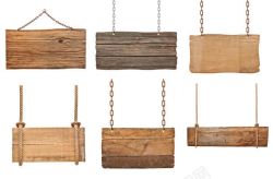木板吊牌绳子铁链木板招牌高清图片