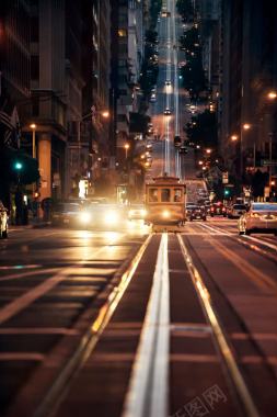 城市夜景街道车辆背景