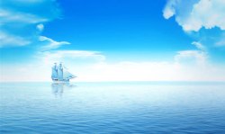 旅游景区大海上的帆船高清图片