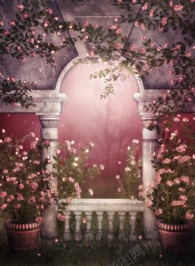 梦幻粉色玫瑰建筑装饰背景