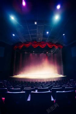 红色椅子电影舞台剧院背景高清图片