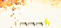 韩国秋天背景金色秋天落叶背景高清图片