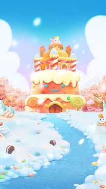 动漫蛋糕城堡海报背景背景