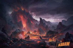 星火外星火山山峰闪电游戏场景高清图片