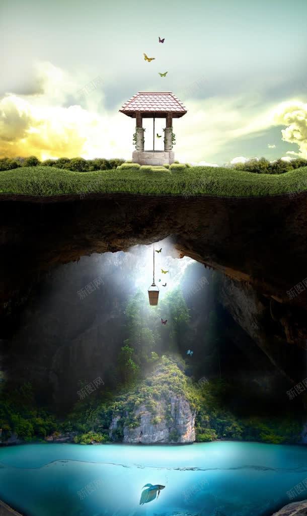 绿色草地亭子天空山丘背景jpg设计背景_88icon https://88icon.com 亭子 天空 山丘 素材 绿色 背景 草地