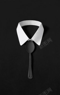 勺子领带抽象黑白西装背景
