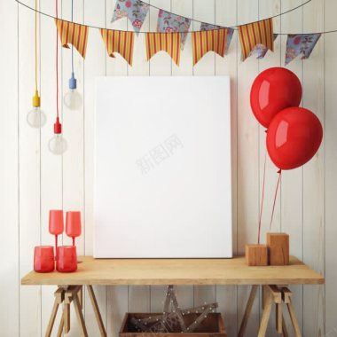 红色气球装饰背景背景