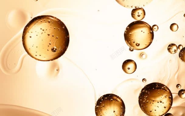 金色透明液体气泡海报背景背景