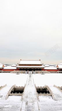 冬季故宫下雪海报背景背景
