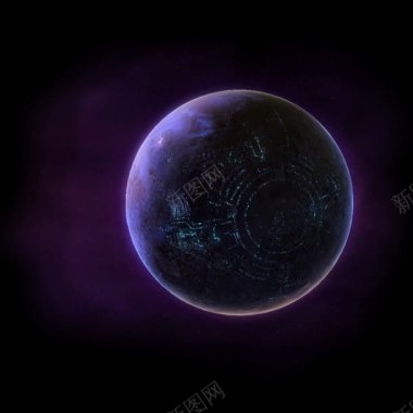 紫色嚼光效星球海报背景