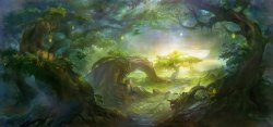魔幻森林绿色迷幻森林魔幻海报背景高清图片