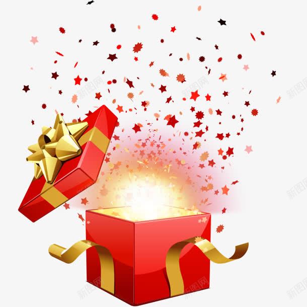 打开释放礼物的红色大礼盒png免抠素材_88icon https://88icon.com 打开 礼物 礼盒 红色 释放
