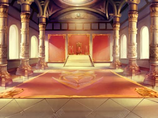 金色国王城堡大厅海报背景背景