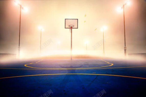 蓝色体育馆篮球场海报背景背景