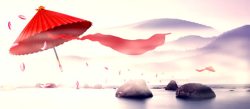 红伞水墨中国风背景高清图片