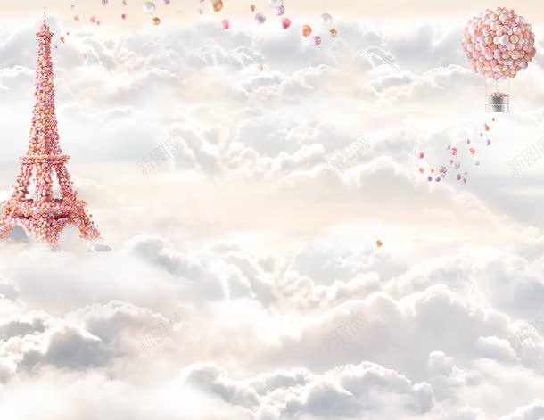 粉色气球铁塔云层海报背景jpg设计背景_88icon https://88icon.com 云层 层云 气球 海报 粉色 背景 铁塔