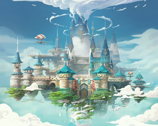 天空之城卡通城堡jpg设计背景_88icon https://88icon.com 卡通 城堡 天空