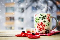 热奶茶温暖的冬季高清图片