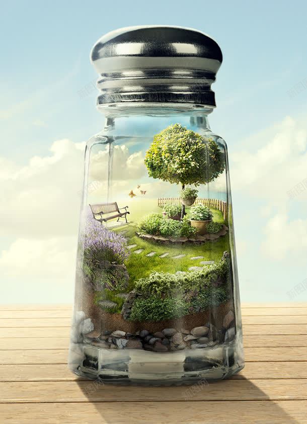 瓶子里的花园合成海报jpg设计背景_88icon https://88icon.com 合成 海报 瓶子 花园