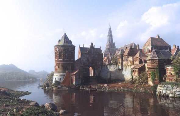欧洲城堡古堡建筑背景