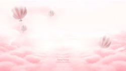 热气球上的粉色云层上的热气球卡通海报背景高清图片
