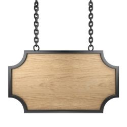 木纹招牌铁链与木板挂牌高清图片