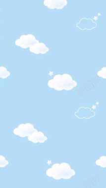 手绘卡通蓝天白云风景背景
