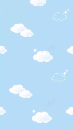素描白云手绘卡通蓝天白云风景高清图片