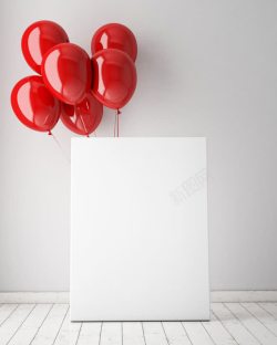大红色的载人气球灰背景鲜艳大红色气球高清图片