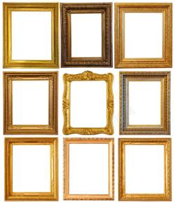 方形木质画框方形金色边框高清图片