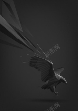 黑色老鹰雕塑海报背景背景