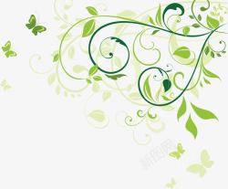 绿色小清晰花藤花纹高清图片
