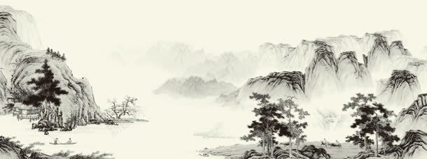 中国风水墨国画山水画背景背景