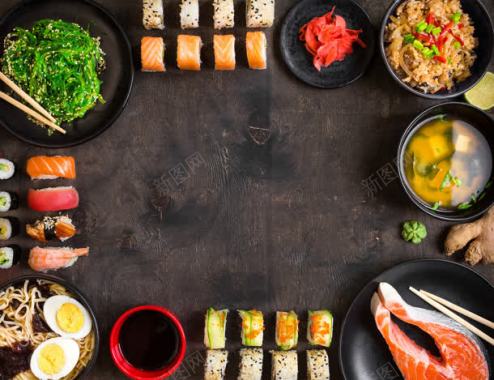 日式料理寿司刺身背景