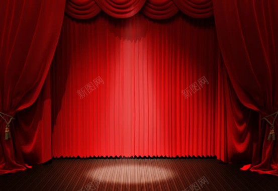 红色的舞台开场幕布背景
