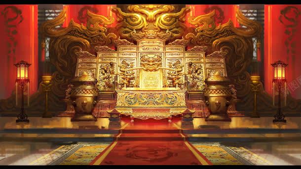 古代皇宫室内红毯背景