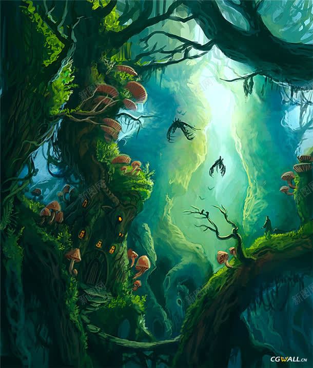 唯美的森林精灵jpg设计背景_88icon https://88icon.com 森林 精灵 素材