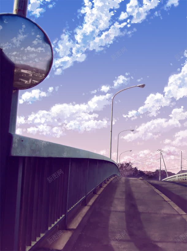 日本动漫场景渐变蓝天白云路灯jpg设计背景_88icon https://88icon.com 动漫日系 动漫海报 动漫蓝天白云图片 场景 日本 渐变 白云 蓝天 路灯
